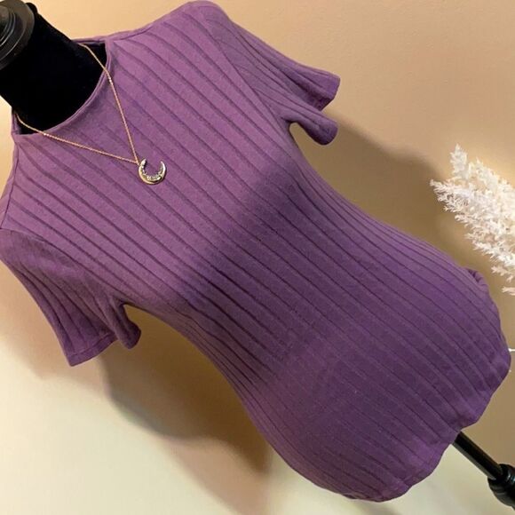 Harloweβ& Graham Purple Ribbed Top,β Size M - Picture 1 of 13